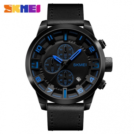 часы SKMEI 1309 чёрные с синим