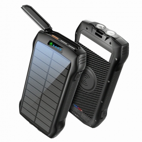 PowerBank F33W, 33500 mAh (21500), solar, с зарядкой беспроводной, черный.