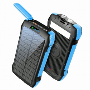 PowerBank F33W, 33500 mAh (21500), solar, с зарядкой беспроводной, черно-синий.